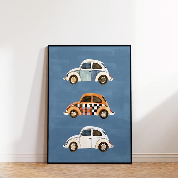 Retro Cars Wall Art Print Boys Room Car Decor Playroom Vintage Car Art Nursery