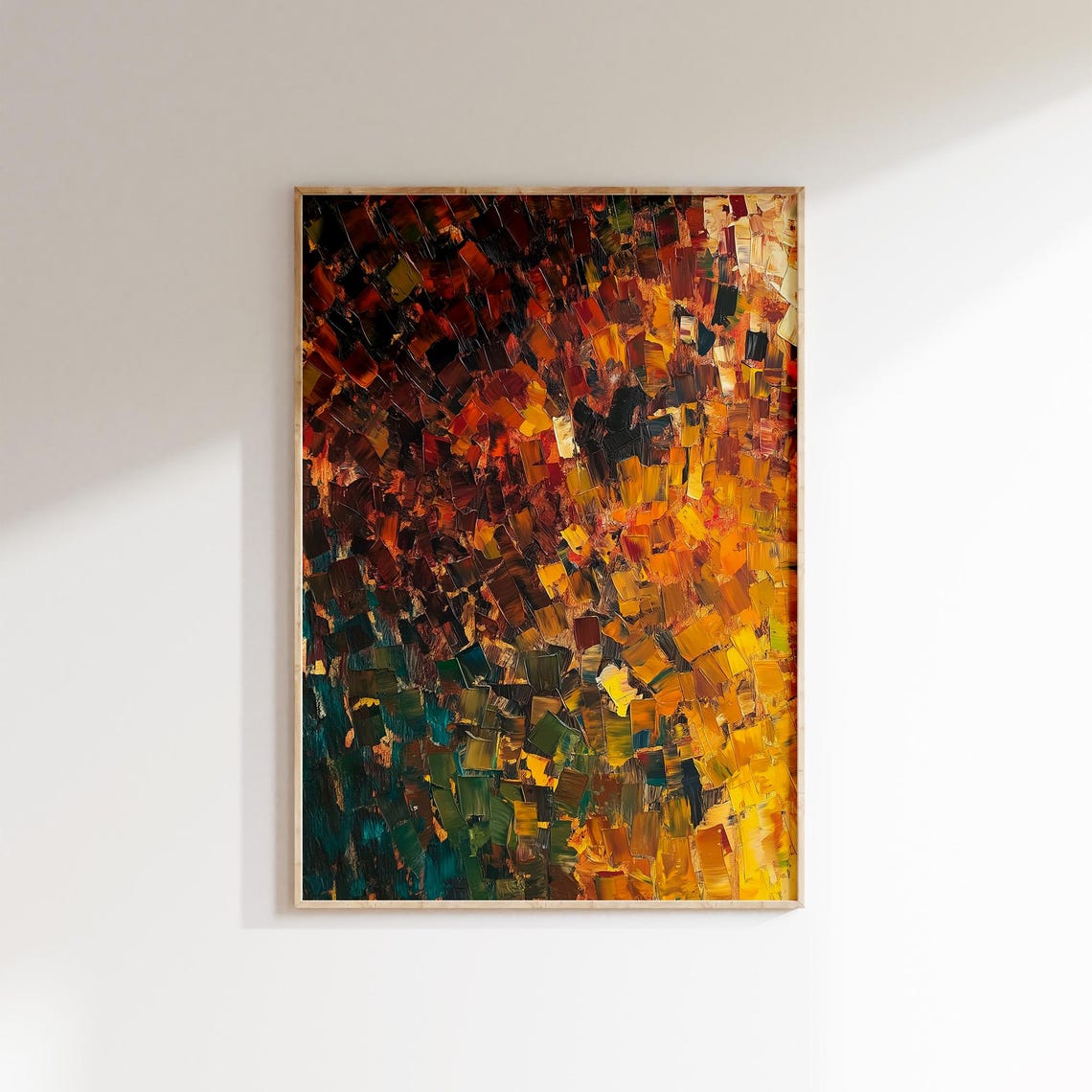 Bold Ember Gold Crimson Textured Impasto Abstract Modern Poster