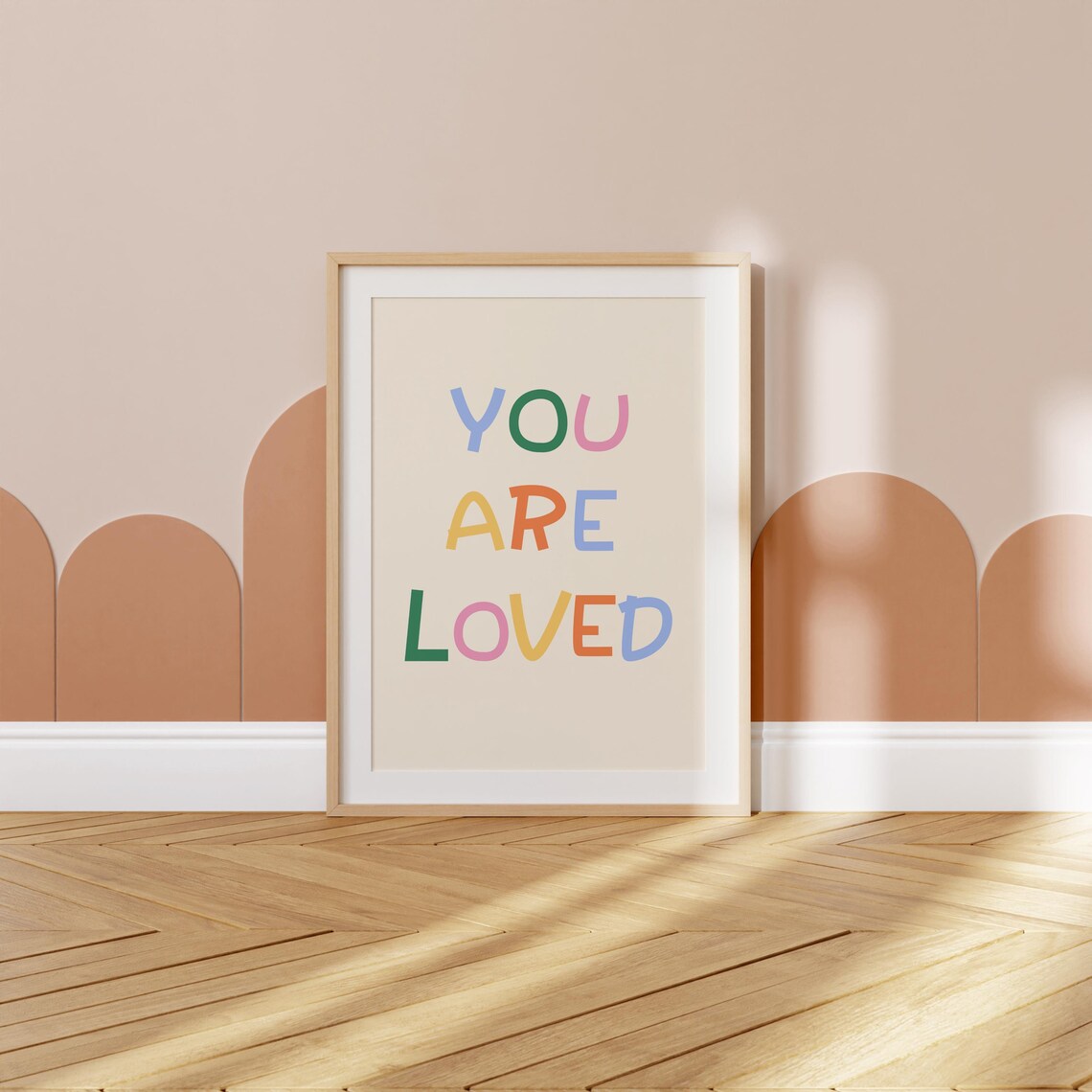 You Are Loved Colorful Hand Lettered Kids Room Nursery Poster - Image 3