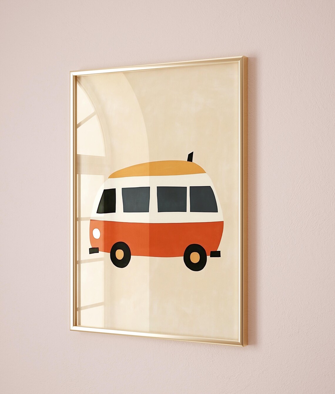 Retro Camper Van Red Cream Vintage Transport Kids Room Art Poster - Image 5