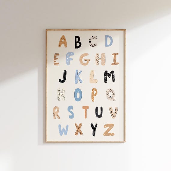 Alphabet Print Nursery Wall Art Modern Educational Kids Room Decor Playful Abc Print Art Classroom Poster