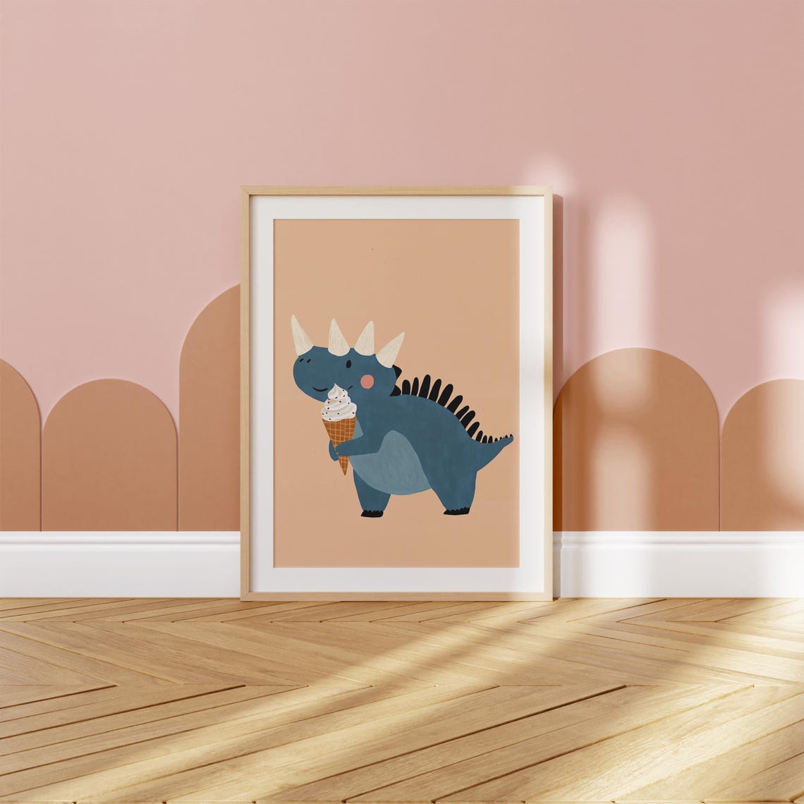 Dinosaur With Ice Cream Art Playful Kids Room Poster Nursery Wall Decor Toddler Room Prints - Image 2