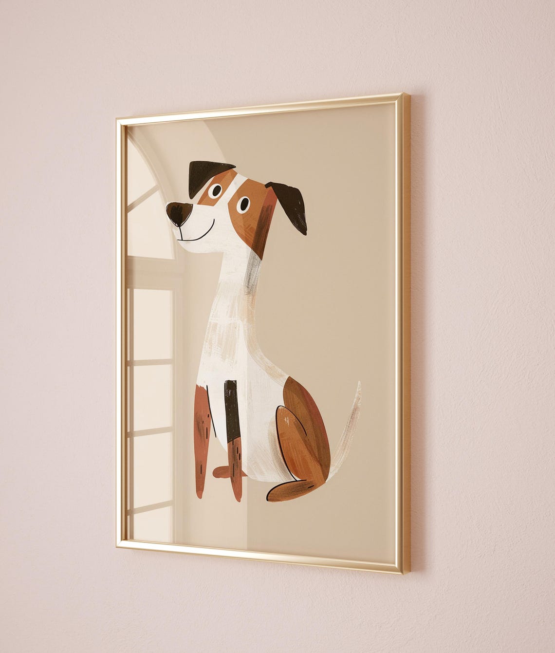 Modern Geometric Dog Kids Room Print Minimalist Puppy Nursery Decor