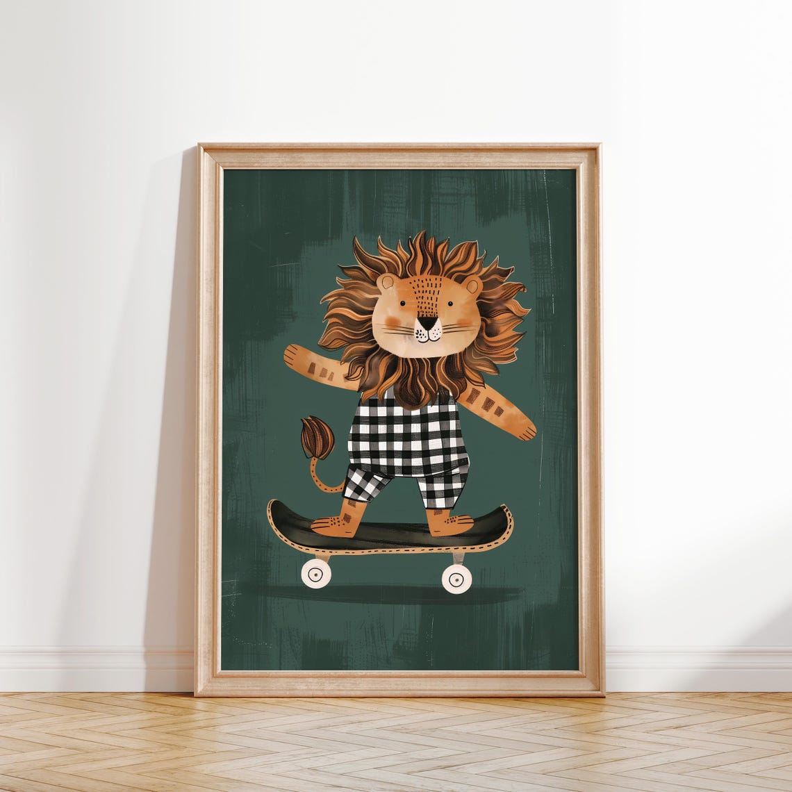 Lion Skateboard Wall Art Playful Animal Nursery Print Kids Room Decor Boys Room Lion Poster Gender Neutral Playroom Art Toddler Decor - Image 2