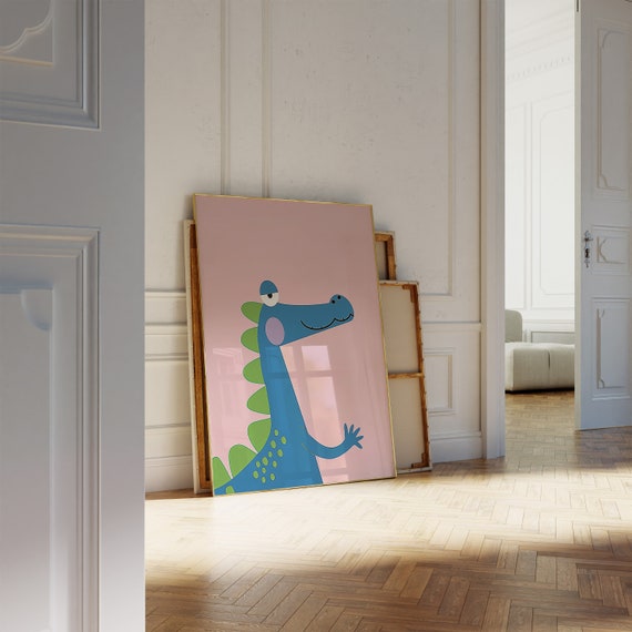 Cute Alligator Print Eclectic Nursery Wall Art Kids Room Print Gender Neutral Decor Bold Color Print Colorful Bright Poster Playroom Print