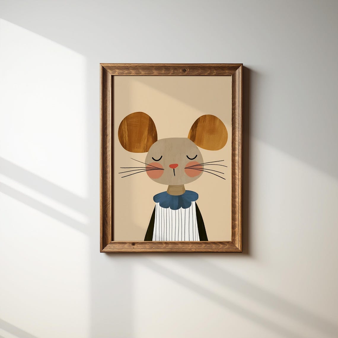 Modern Mouse Print Kids Room Wall Art Scandinavian Nursery Decor Animal Portrait Minimal Style Art - Image 4