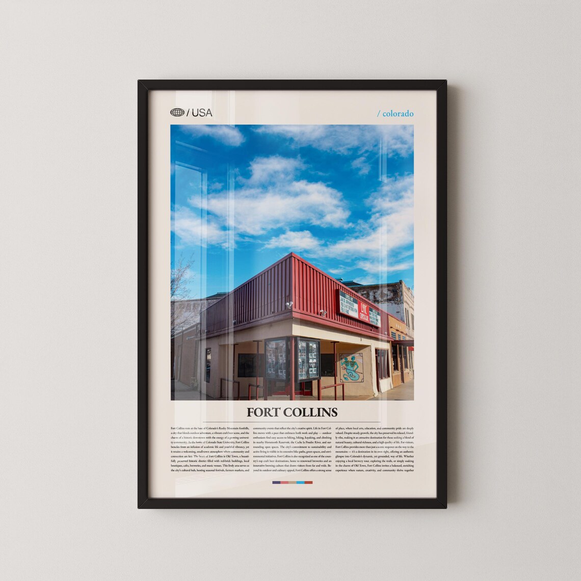 Fort Collins Colorado Historic Old Town Building Photo Travel Poster