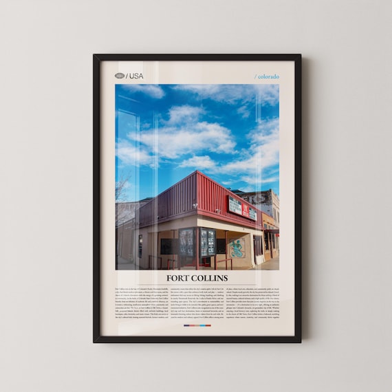 Fort Collins Colorado Historic Old Town Building Photo Travel Poster