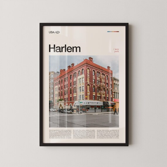 Harlem New York Red Brick Building Street Corner Travel Poster