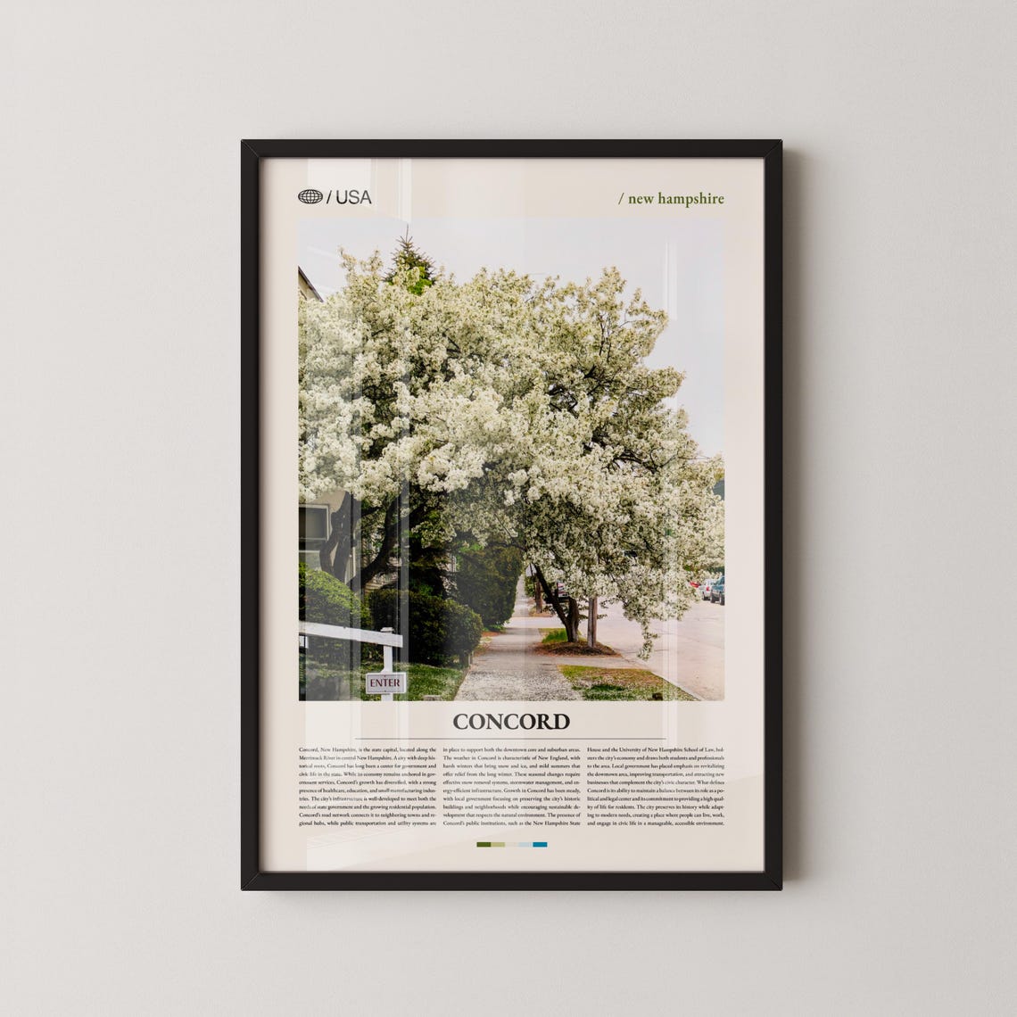 Concord New Hampshire Spring Blossom Street USA Travel Poster