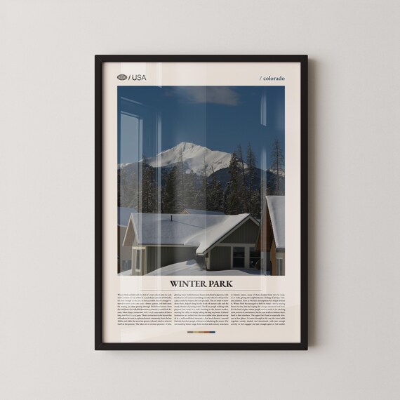 Winter Park Colorado Snowy Mountain Cabins Ski Town Photo Art Poster