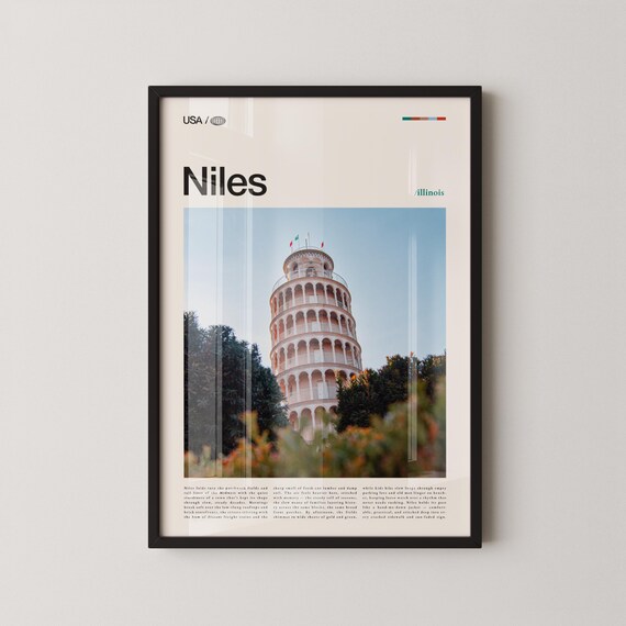 Niles Illinois Leaning Tower Replica Romantic Garden Bloom Poster