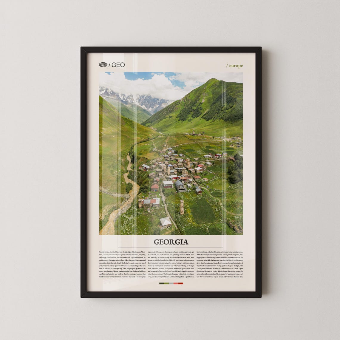 Georgia Country Svaneti Mountain Village Aerial Travel Poster