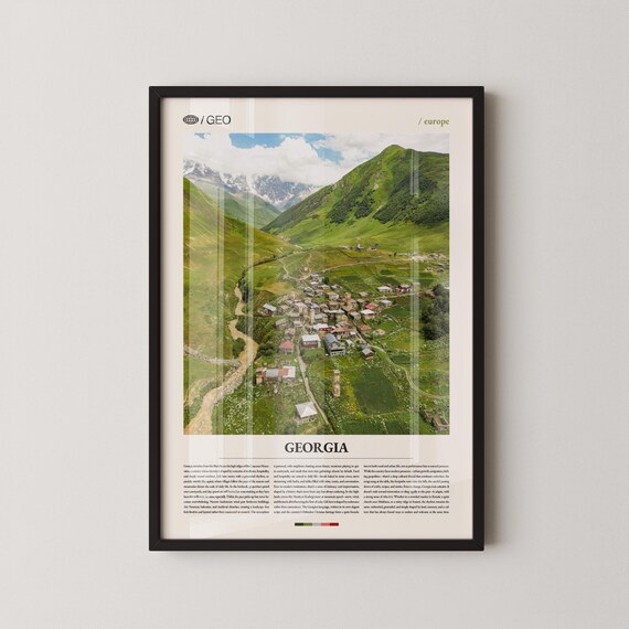 Georgia Country Svaneti Mountain Village Aerial Travel Poster