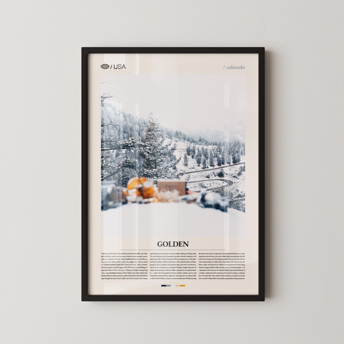 Golden Colorado Winter Snowy Mountain Town Photo Travel Poster
