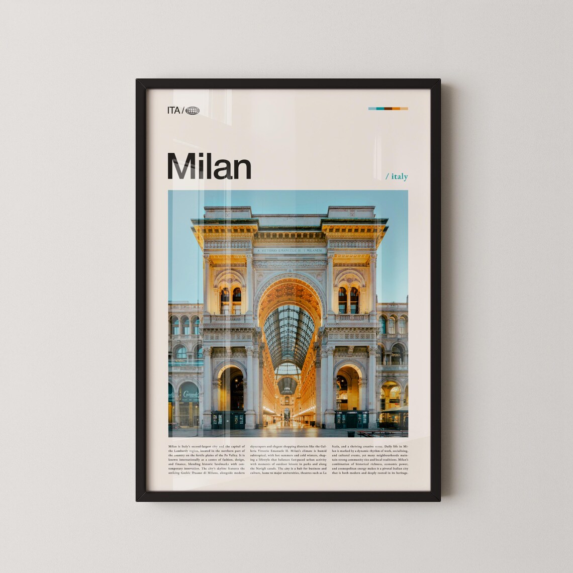 Milan Italy Galleria Vittorio Emanuele Daylight Facade Photo Poster