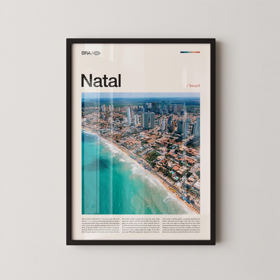 Natal Brazil Aerial Beach Skyline Coastal Photo Travel Poster