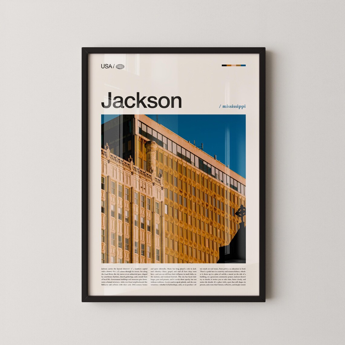 Jackson Mississippi Historic Building Poster Minimal Modern City Art