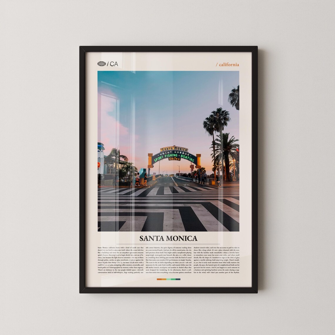 Santa Monica Pier Entrance Sign Twilight Palm Avenue Photo Poster