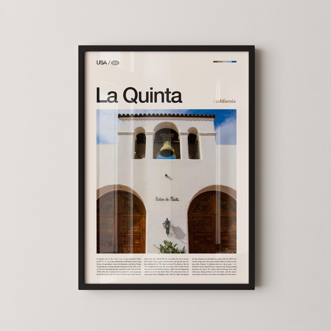 La Quinta California Mission Bell Tower Salon De Fiesta Travel Poster