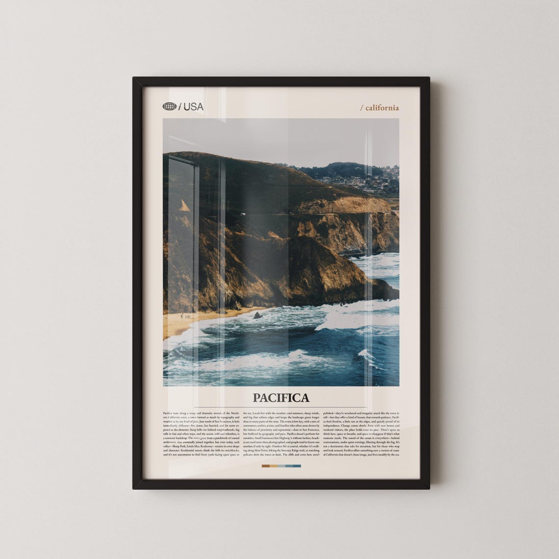 Pacifica California Sandy Beach Ocean Waves Rugged Coastal Poster