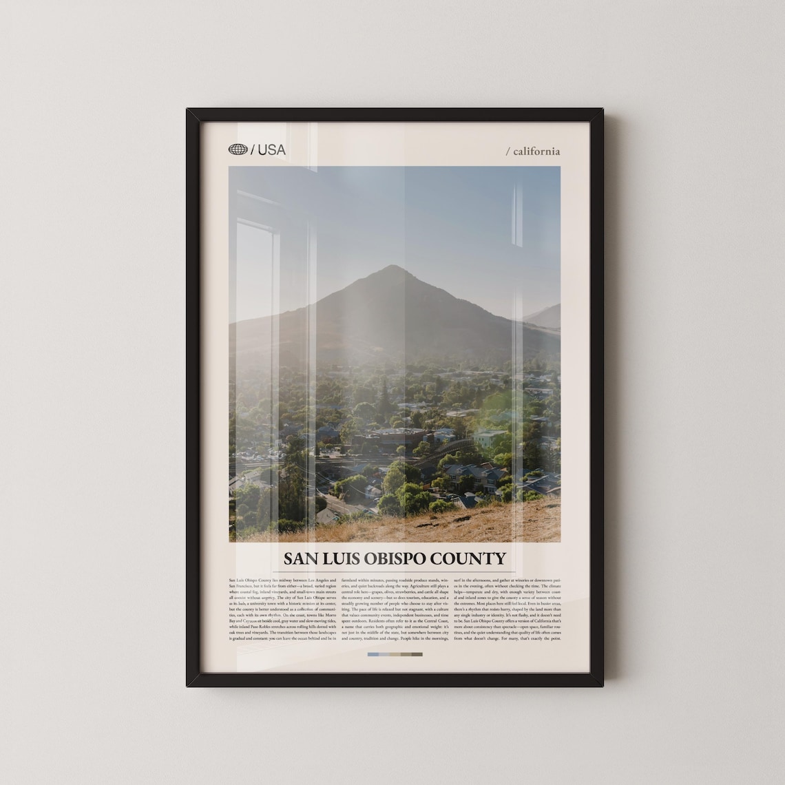 San Luis Obispo County California Minimalist Photo Poster Mountain Peak Town