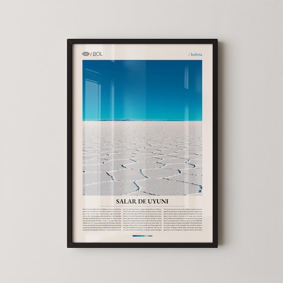 Salar de Uyuni Bolivia Salt Flat Hexagons Minimal Travel Poster