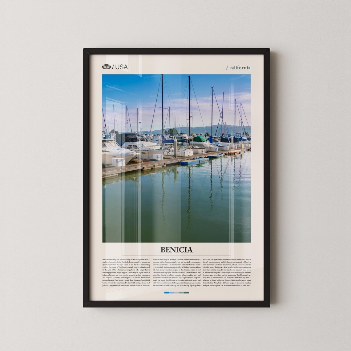 Benicia California Marina Sailboats Calm Water Travel Poster