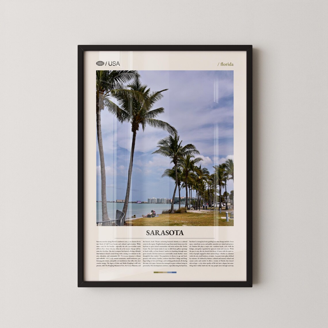 Sarasota Florida Palm Trees Beachfront Photo Travel Editorial Poster