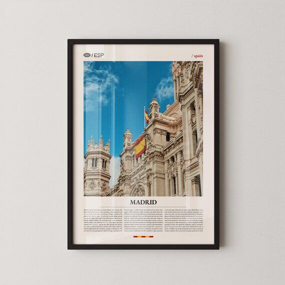 Madrid Palacio de Cibeles Spanish Flags Architecture Photo Travel Poster