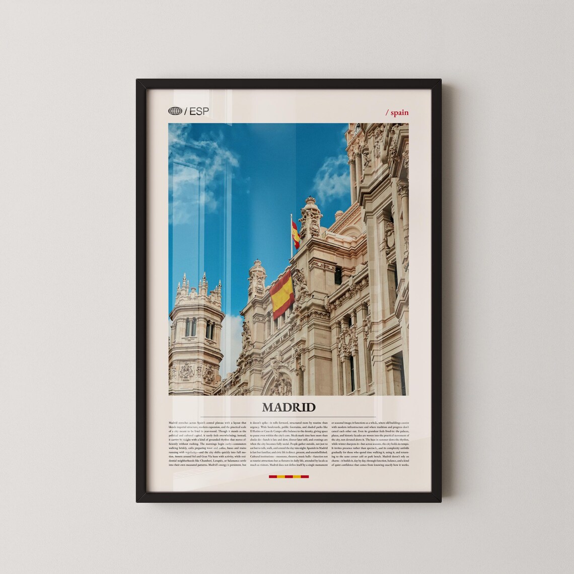 Madrid Palacio de Cibeles Spanish Flags Architecture Photo Travel Poster