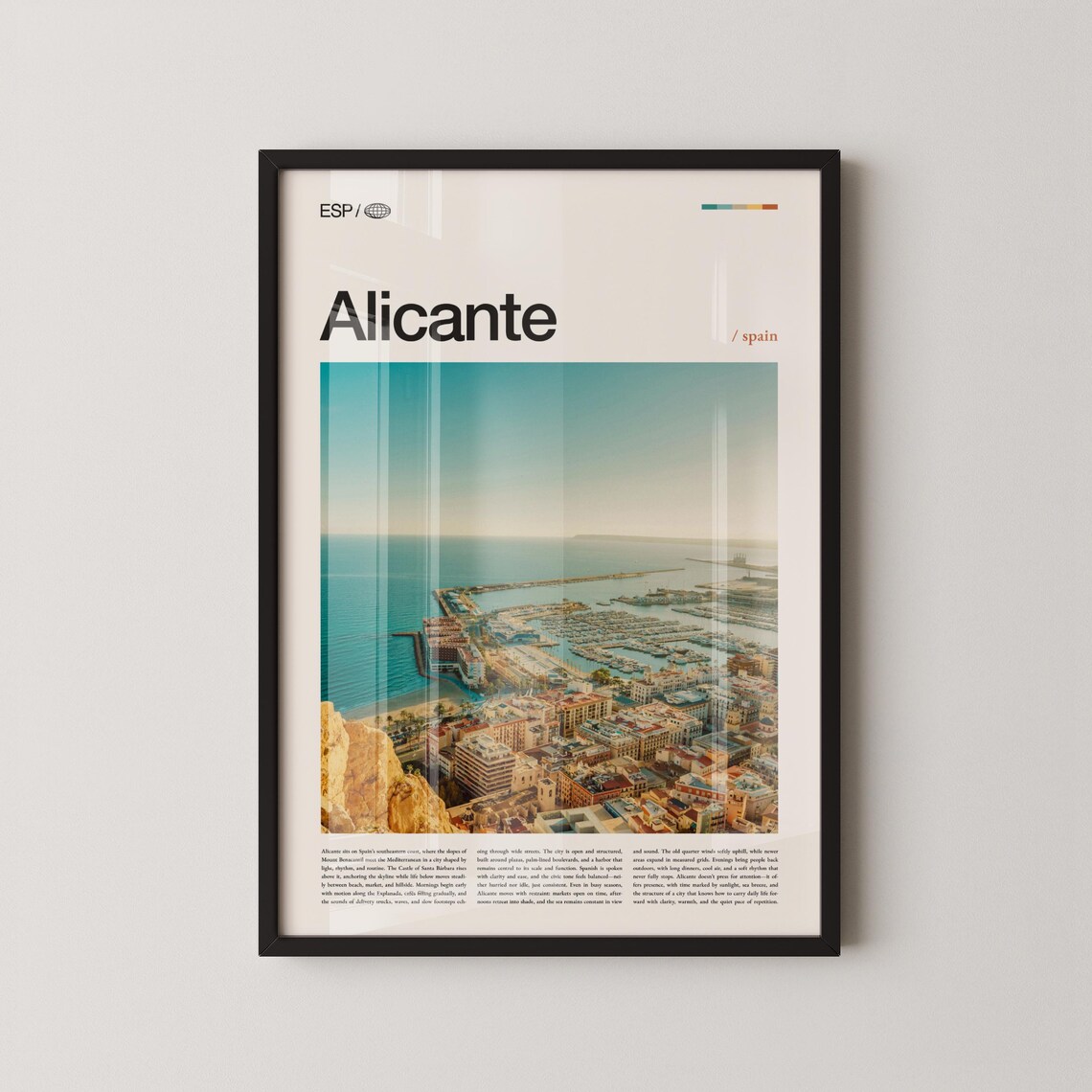 Alicante Spain Coastal Cityscape Minimalist Travel Photography Poster