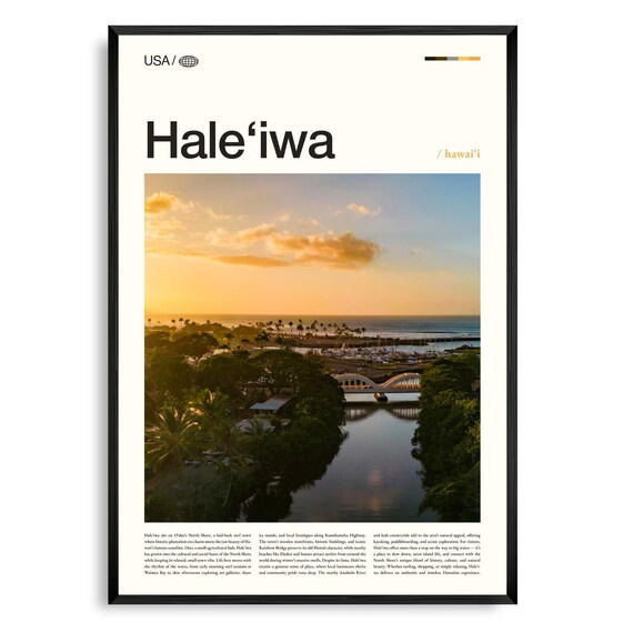 Haleiwa Hawaii North Shore Aerial Coastline Golden Hour Poster