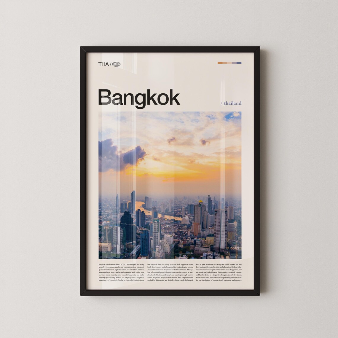 Bangkok Thailand City Skyline Sunset Aerial Photography Art Poster