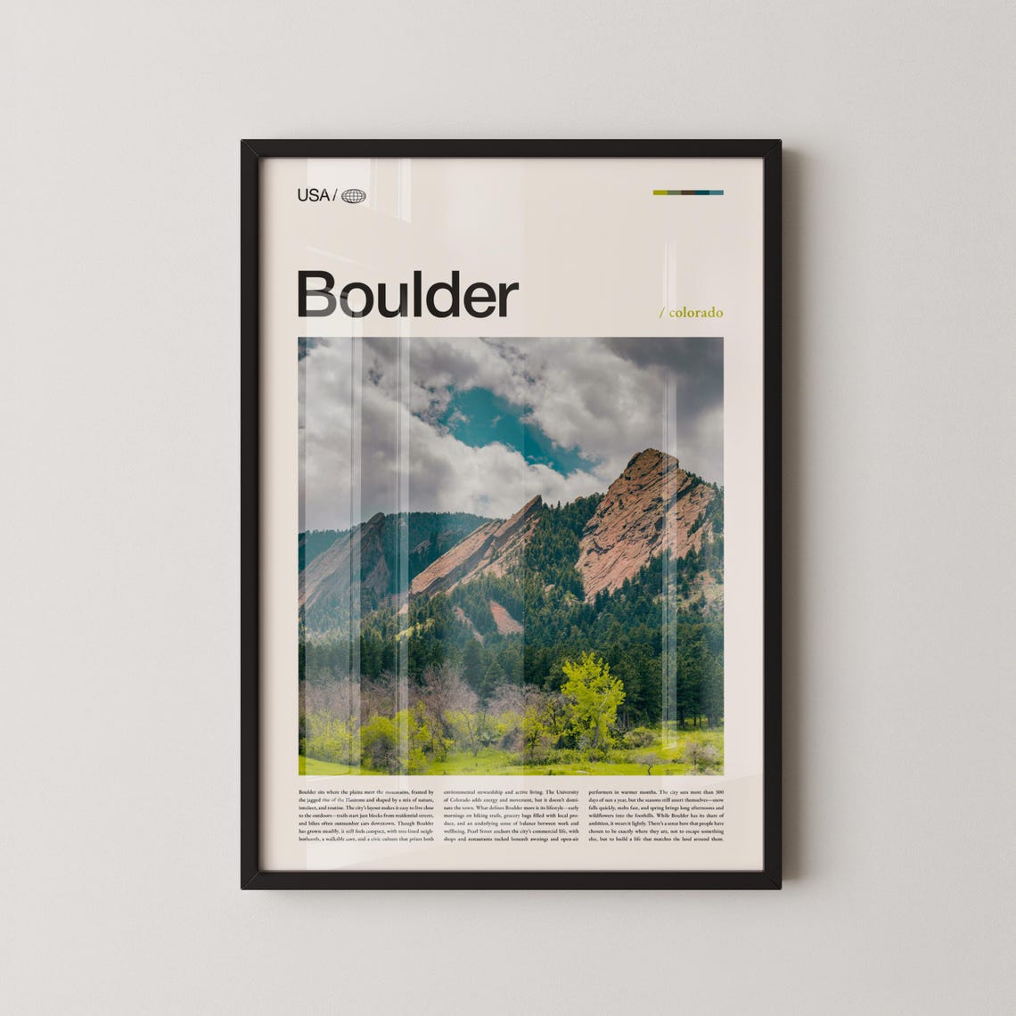 Boulder Colorado Flatirons Under Cloudy Sky Mountain View Poster