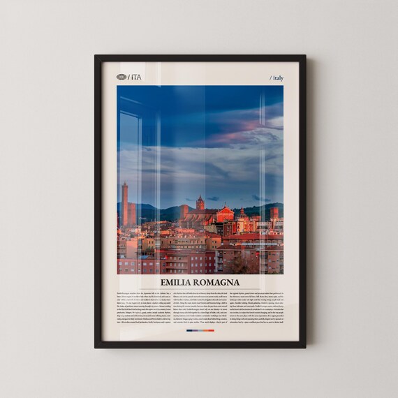 Emilia Romagna Italy Red Rooftop Cityscape Dusk Photography Poster