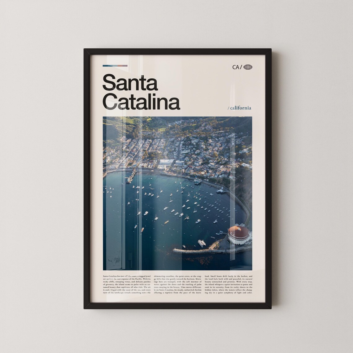 Santa Catalina Avalon Bay Sailboats Aerial Photo Travel Poster
