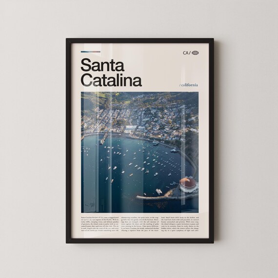 Santa Catalina Avalon Bay Sailboats Aerial Photo Travel Poster