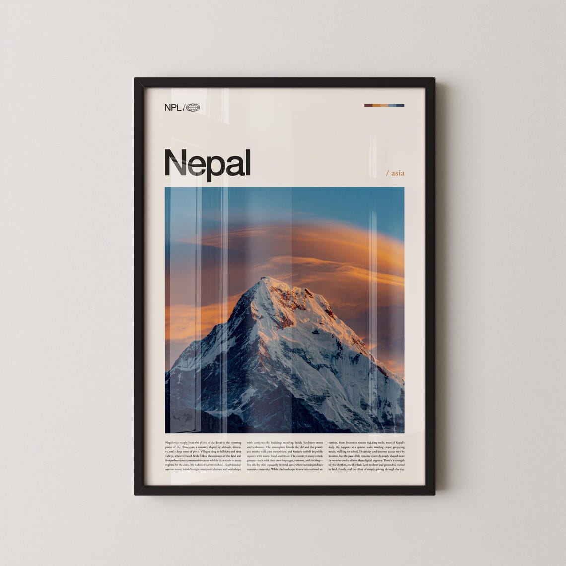 Nepal Himalayan Mountain Sunset Photography Travel Art Poster