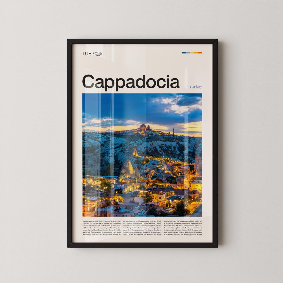 Cappadocia Turkey Evening Town Lights Twilight Landscape Photo Poster