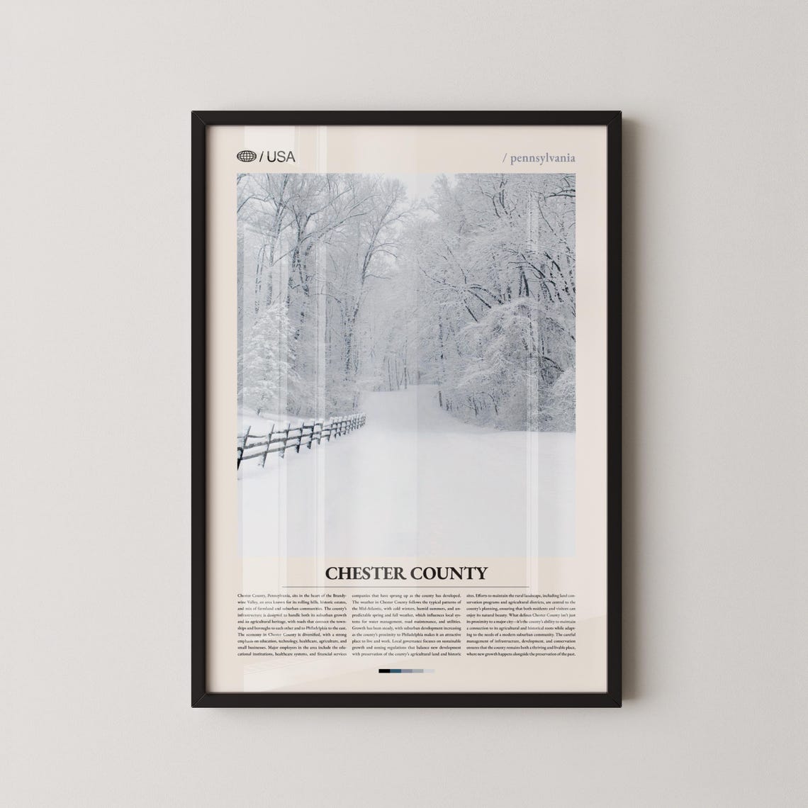 Chester County Pennsylvania Snowy Winter Forest Landscape Poster