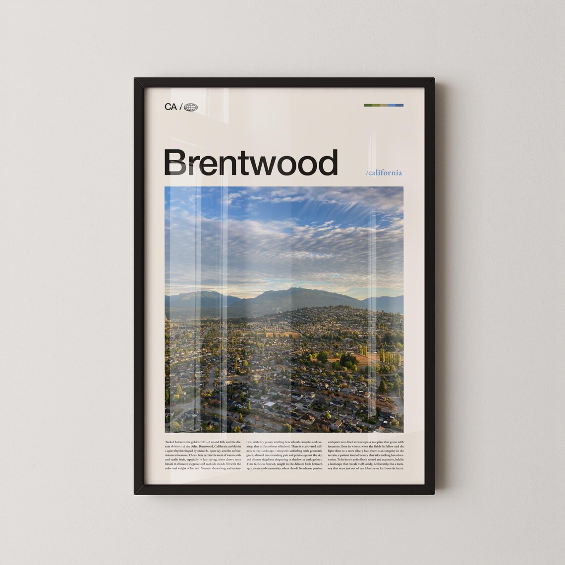 Brentwood California Aerial City View Modern Photo Travel Wall Art