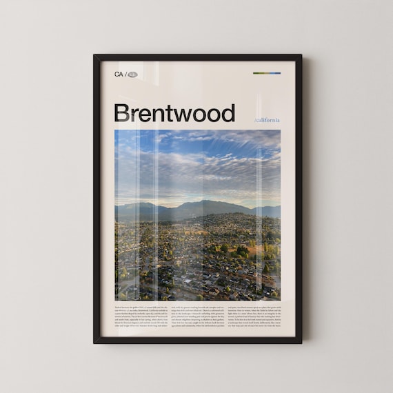 Brentwood California Aerial City View Modern Photo Travel Wall Art