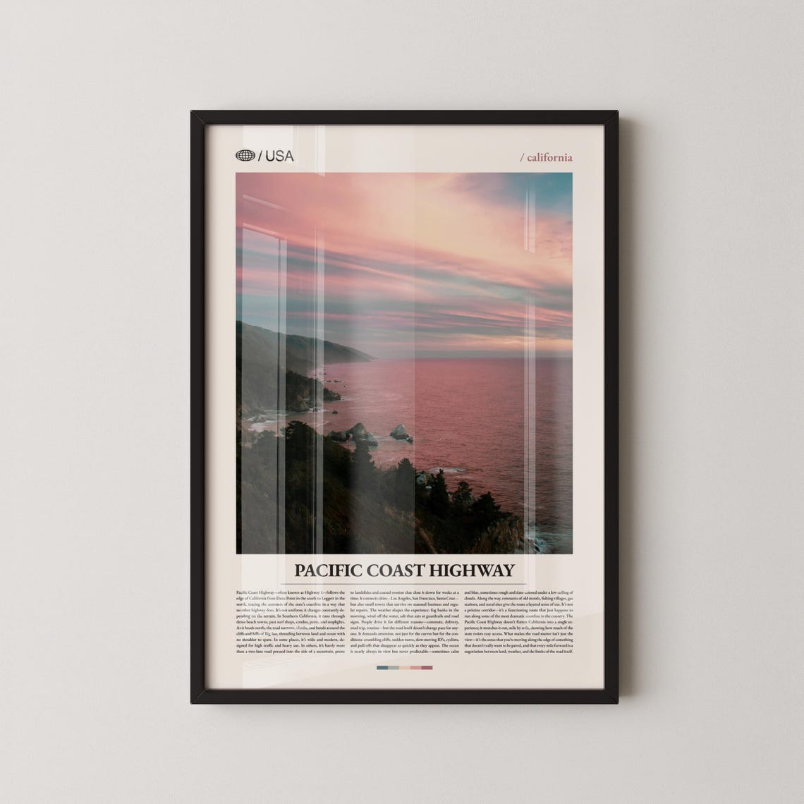 Pacific Coast Highway California Sunset Ocean Cliffs Travel Poster