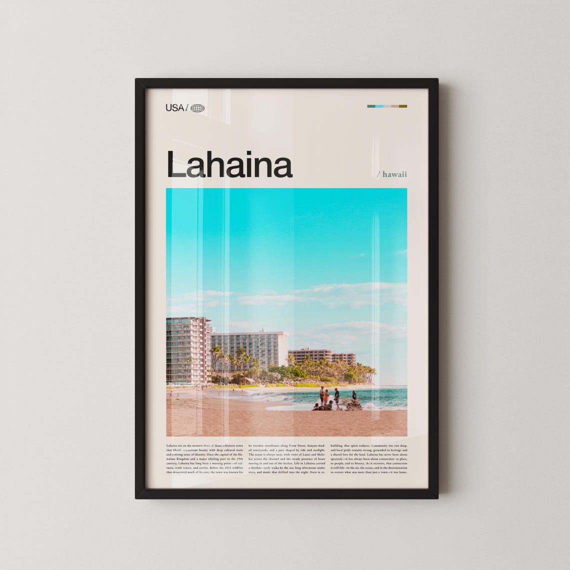 Lahaina Hawaii Beach Vintage Travel Photo Tropical Island Poster