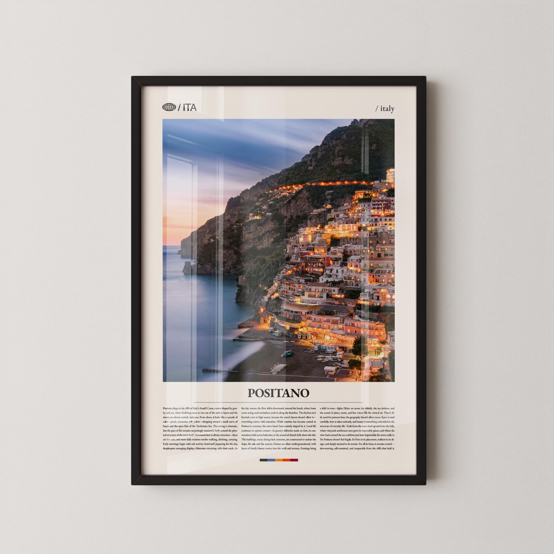 Positano Night Lights Glowing Coast Italian Village Poster Art