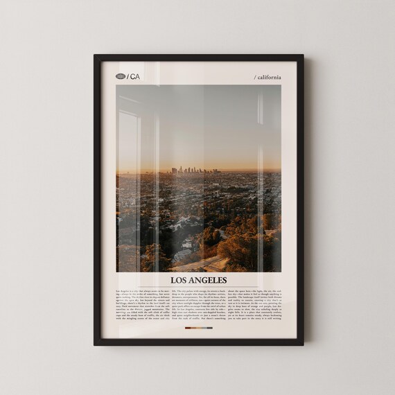 Los Angeles City Skyline at Sunset Panoramic Photography Poster
