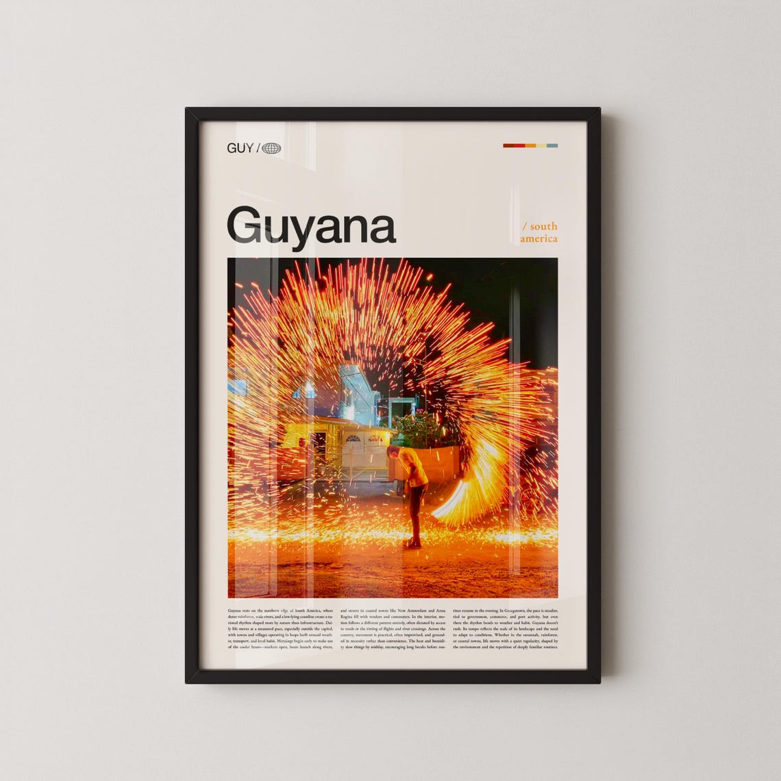 Guyana Fire Spinning Festival Night Performance Photo Poster Art