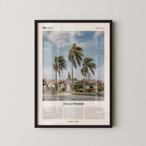 Inglewood California Palm-Lined Suburban Homes Travel Poster