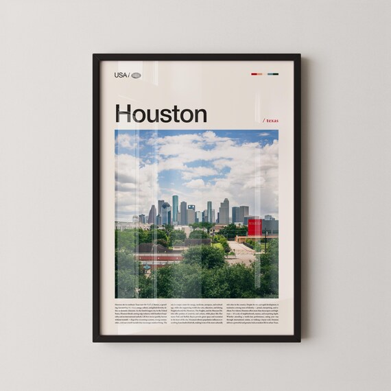 Houston Texas City Skyline Green Trees Panoramic Park View Poster